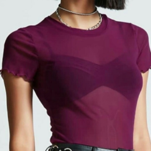 Forever21 Lettuce Sheer Mesh top - Picture 1 of 6